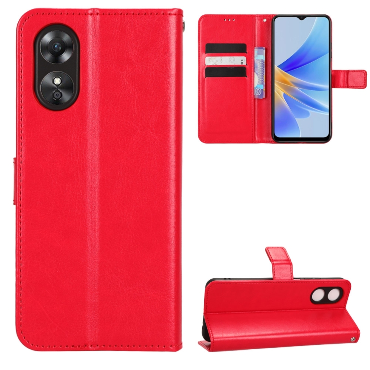 

For OPPO A17 Retro Crazy Horse Texture Leather Phone Case(Red)