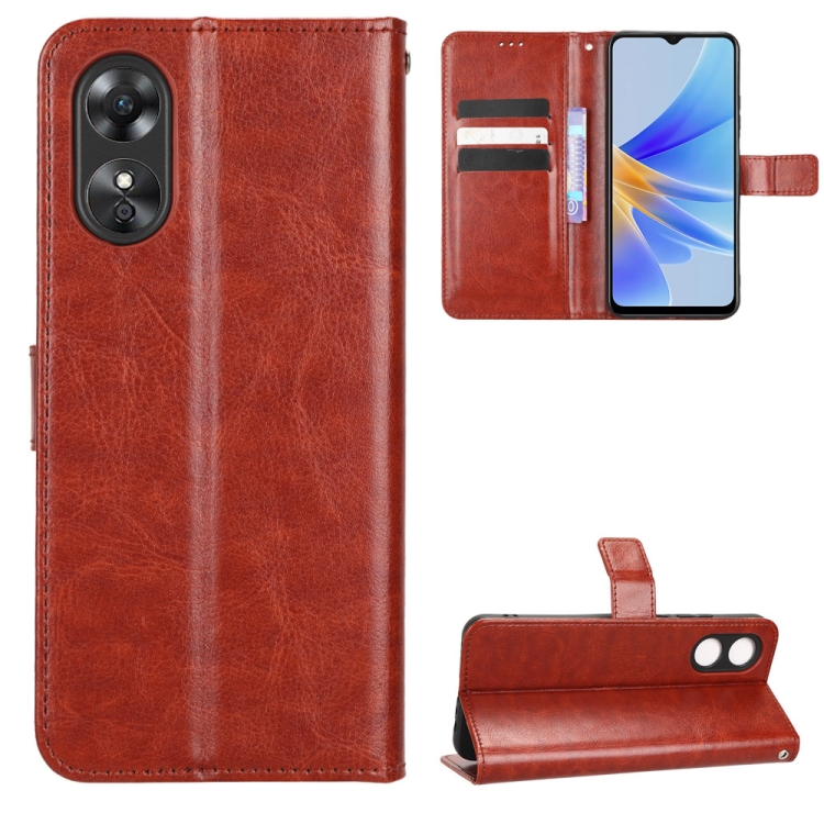 

For OPPO A17 Retro Crazy Horse Texture Leather Phone Case(Brown)