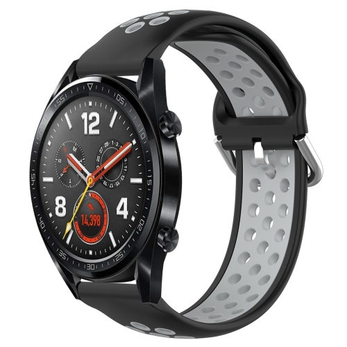 

For Huawei Watch GT 46mm / 42mm 22mm Clasp Two Color Sport Watch Band(Black + Grey)