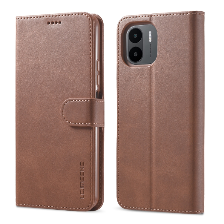 

For Xiaomi Redmi A1 LC.IMEEKE Calf Texture Horizontal Flip Leather Case(Brown)