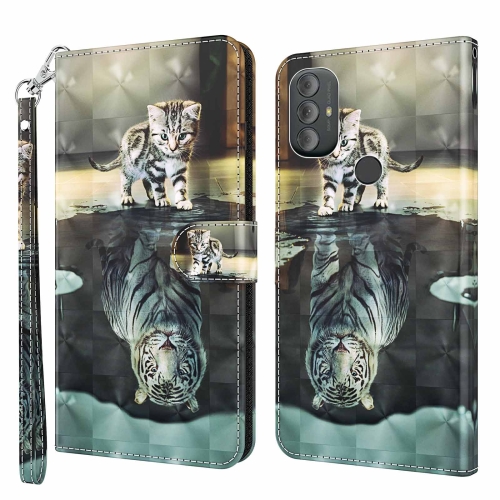 

For Motorola Moto G Power 2022 3D Painting Pattern TPU + PU Phone Case(Cat Tiger)