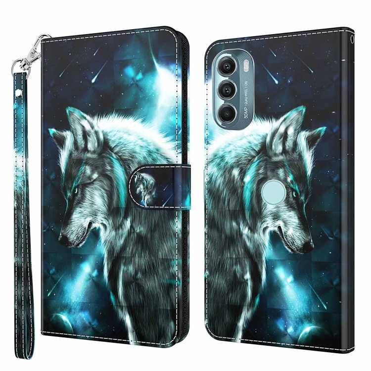 

For Motorola Moto G Stylus 5G 2022 3D Painting Pattern TPU + PU Phone Case(Wolf)