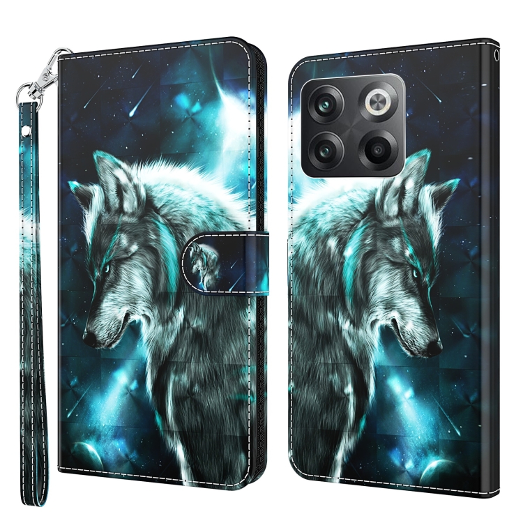 

For OnePlus 10T 3D Painting Pattern TPU + PU Phone Case(Wolf)
