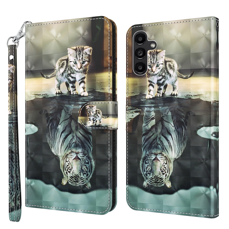 

For Samsung Galaxy A14 5G 3D Painting Pattern TPU + PU Phone Case(Cat Tiger)