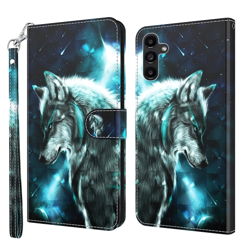 

For Samsung Galaxy A14 5G 3D Painting Pattern TPU + PU Phone Case(Wolf)