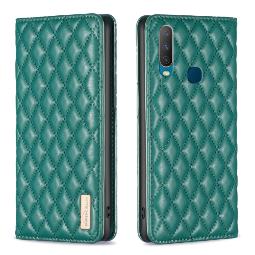 

For vivo Y11 / Y15 / Y12 / Y17 Diamond Lattice Magnetic Leather Flip Phone Case(Green)