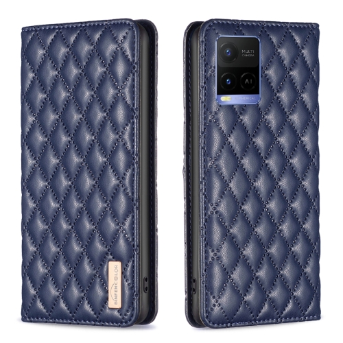 

For vivo Y21s / Y21 / Y33s Diamond Lattice Magnetic Leather Flip Phone Case(Blue)