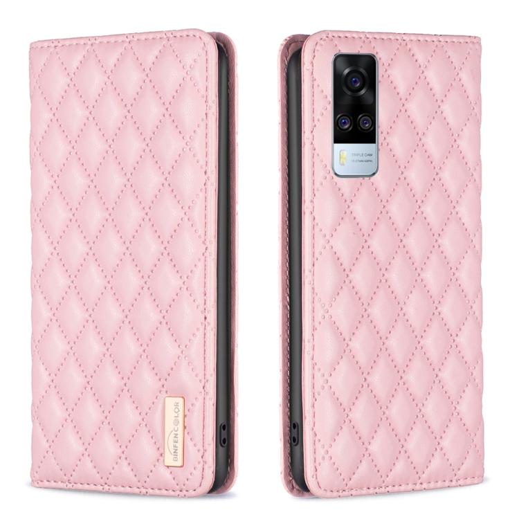 For vivo Y51 2020 Y51a Y51s Diamond Lattice Magnetic Leather
