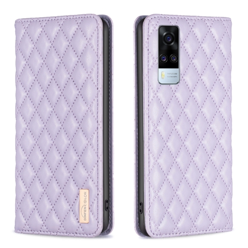 

For vivo Y51 2020 / Y51a / Y51s Diamond Lattice Magnetic Leather Flip Phone Case(Purple)