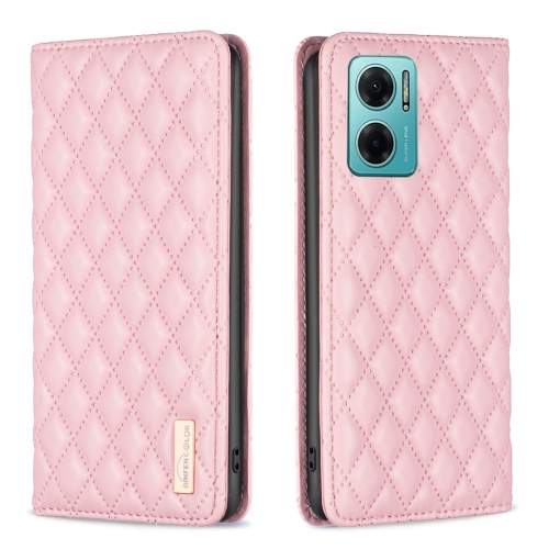 

For Xiaomi Redmi 10 5G / Note 11E Diamond Lattice Magnetic Leather Flip Phone Case(Pink)