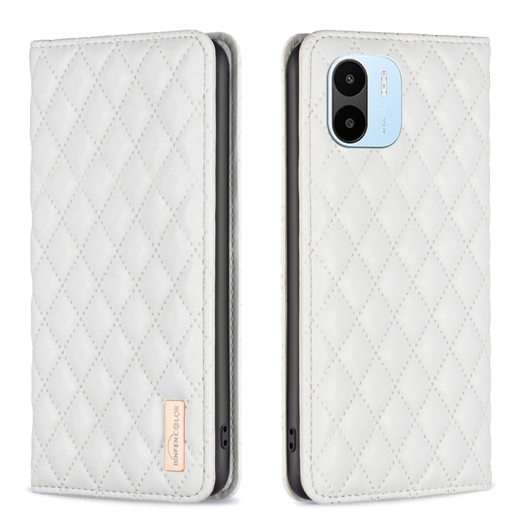 

For Xiaomi Redmi A1 Diamond Lattice Magnetic Leather Flip Phone Case(White)