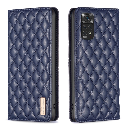 

For Xiaomi Redmi Note 11 / 11S Diamond Lattice Magnetic Leather Flip Phone Case(Blue)