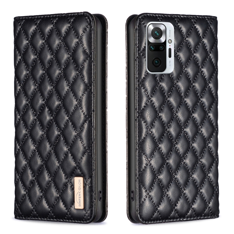 

For Xiaomi Redmi Note 10 Pro / 10 Pro Max Diamond Lattice Magnetic Leather Flip Phone Case(Black)