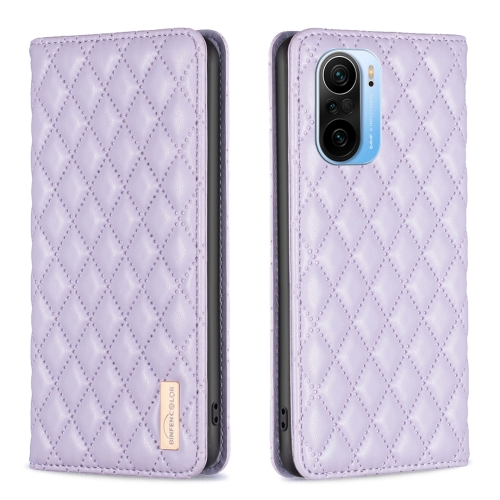 

For Xiaomi Mi 11i / Poco F3 / Redmi K40 Diamond Lattice Magnetic Leather Flip Phone Case(Purple)