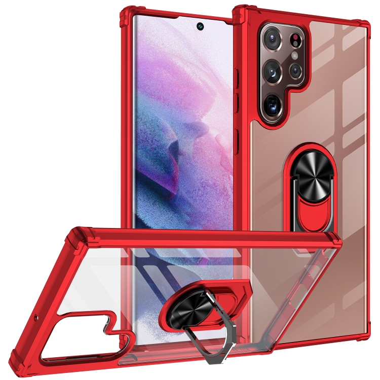 

For Samsung Galaxy S23 Ultra 5G Shockproof Transparent TPU + Acrylic Phone Case(Red)
