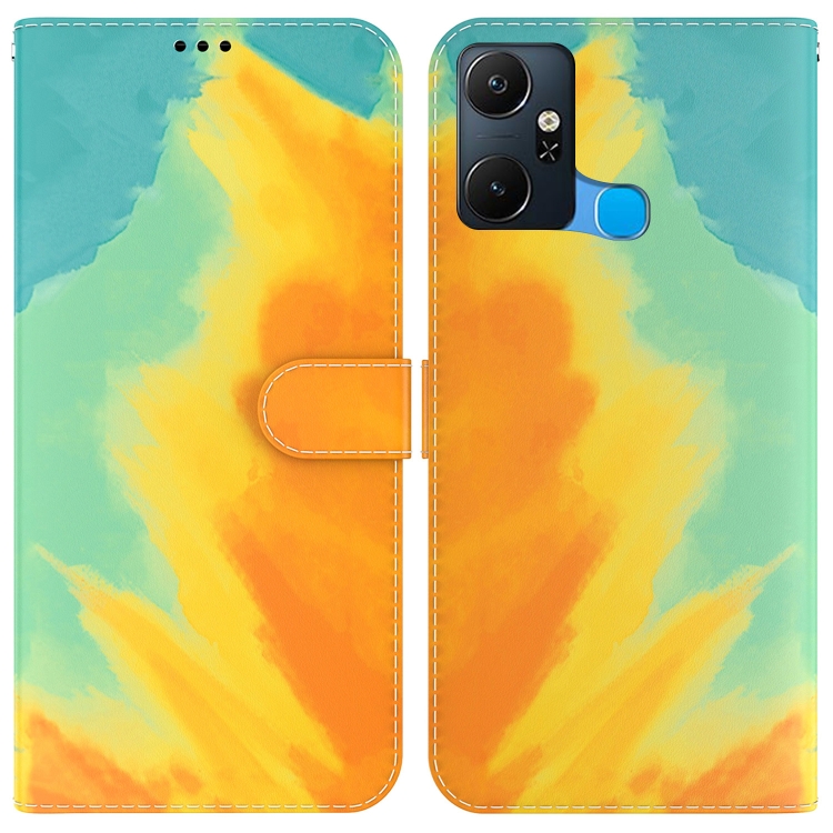 

For Infinix Smart 6 Plus Watercolor Pattern Flip Leather Phone Case(Autumn Leaf Color)