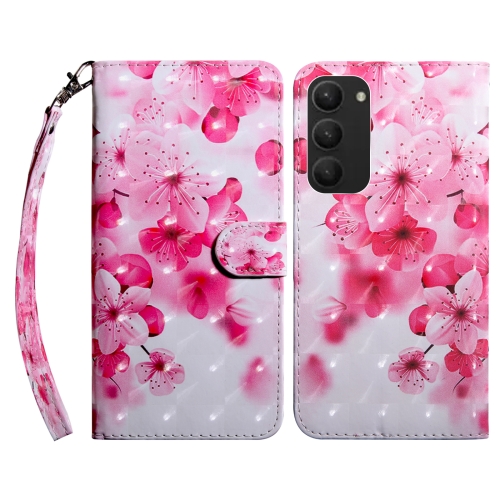 

For Samsung Galaxy S23+ 5G 3D Painted Leather Phone Case(Red Flower)