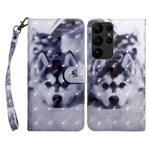 

For Samsung Galaxy S23 Ultra 3D Painted Leather Phone Case(Husky)