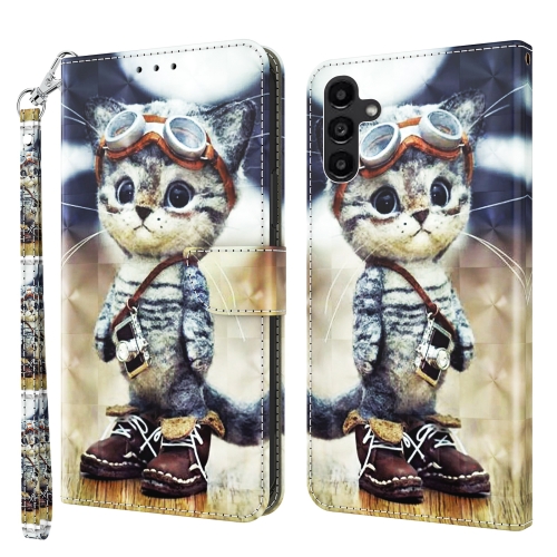 

For Samsung Galaxy A14 5G 3D Painted Leather Phone Case(Naughty Cat)