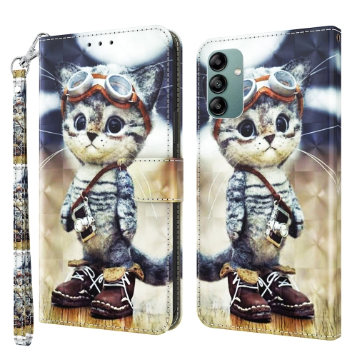 

For Samsung Galaxy A04s 3D Painted Leather Phone Case(Naughty Cat)