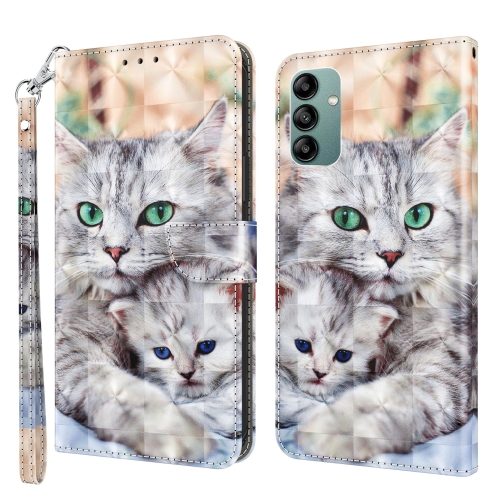 

For Samsung Galaxy A04s 3D Painted Leather Phone Case(Two Loving Cats)