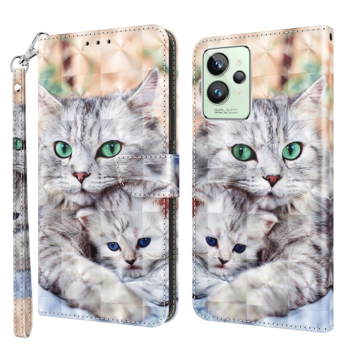 

For Realme GT2 Pro 3D Painted Leather Phone Case(Two Loving Cats)