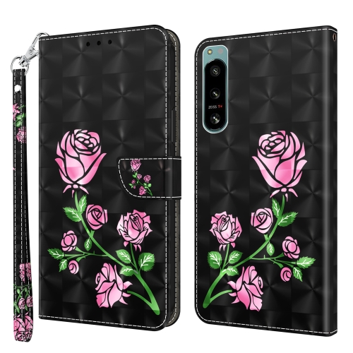 

For Sony Xperia 5 IV 3D Painted Leather Phone Case(Rose)