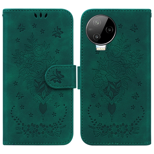 

For Infinix Note 12 Pro 4G Butterfly Rose Embossed Leather Phone Case(Green)