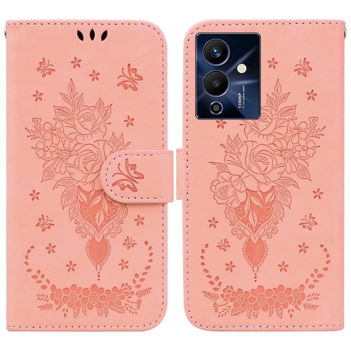 

For Infinix Note 12 Pro 5G Butterfly Rose Embossed Leather Phone Case(Pink)