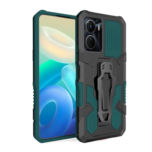 

For vivo Y16 Armor Warrior Shockproof PC + TPU Phone Case(Army Green)