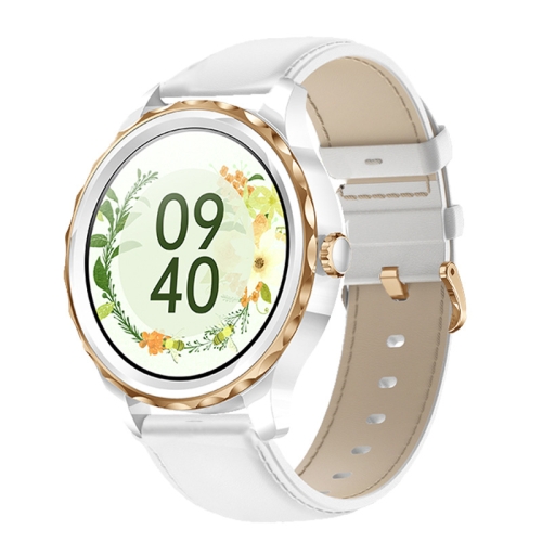 

QR02 1.32 inch IPS Screen Smart Watch, Support Bluetooth Call / Payment / Health Monitoring / Sports Modes(White Leather Band)