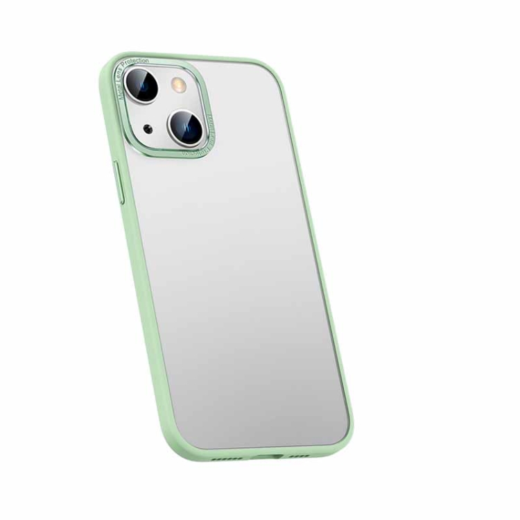 

For iPhone 14 Metal Lens Skin Feel Frosted Phone Case(Green)