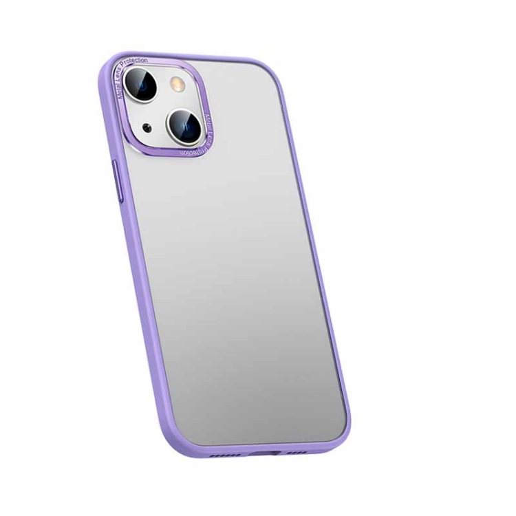 

For iPhone 13 mini Metal Lens Skin Feel Frosted Phone Case(Lavender Purple)