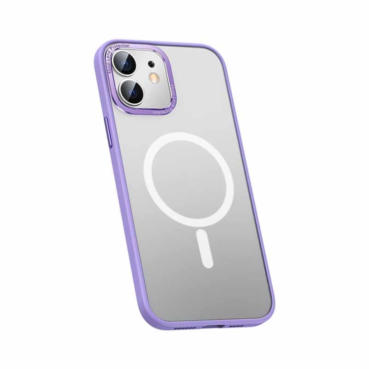 

For iPhone 12 mini Metal Lens Skin Feel Frosted Magsafe Phone Case(Lavender Purple)