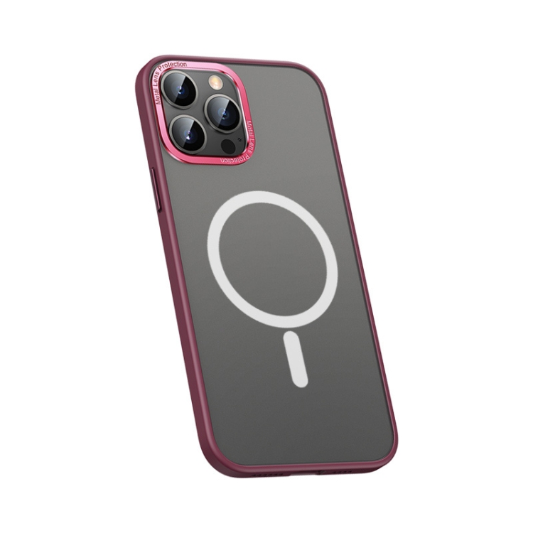 

For iPhone 12 Pro Metal Lens Skin Feel Frosted Magsafe Phone Case(Red)