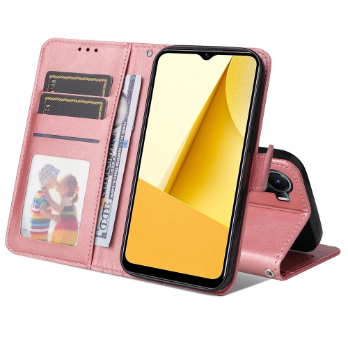 

For vivo Y02s / Y16 4G JSM Calf Texture Leather Phone Case(Pink)