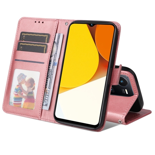 

For vivo Y35 4G / Y22 / Y22s JSM Calf Texture Leather Phone Case(Pink)