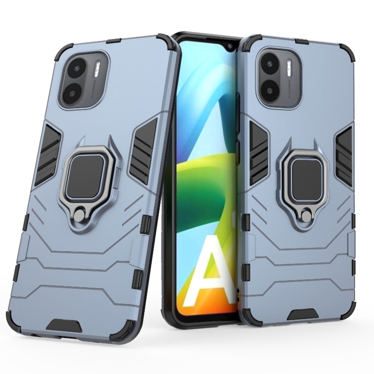 

For Xiaomi Redmi A1 PC + TPU Shockproof Protective Phone Case with Magnetic Ring Holder(Navy Blue)