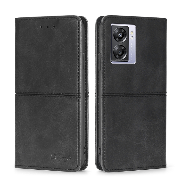 

For OPPO K10 5G Global Cow Texture Magnetic Leather Phone Case(Black)