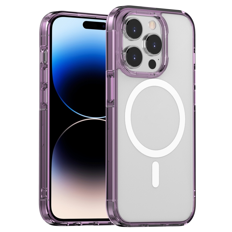 

For iPhone 14 Pro Max Aurora Series MagSafe Phone Case(Transparent Purple)