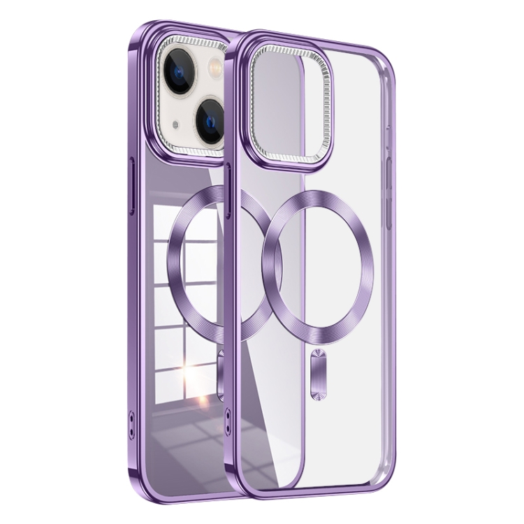 

For iPhone 14 Dial Plate Magsafe Electroplated Phone Case(Purple)