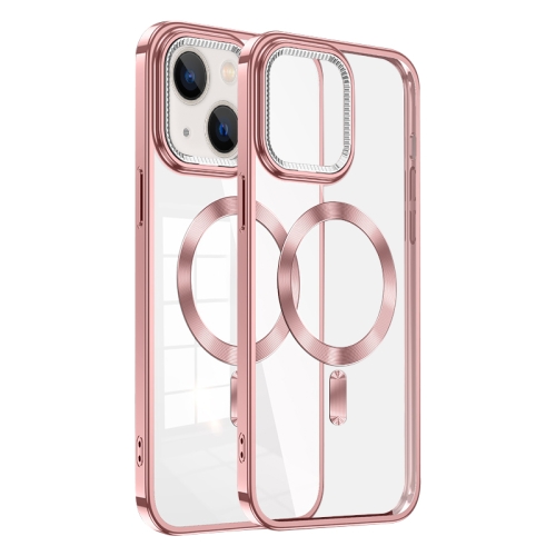

For iPhone 14 Plus Dial Plate Magsafe Electroplated Phone Case(Pink)