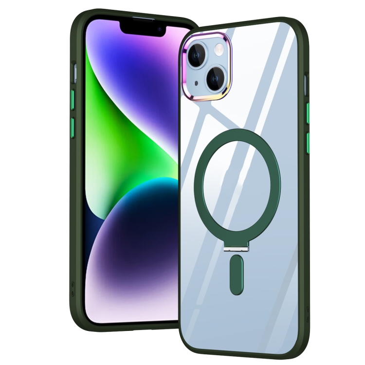 

For iPhone 14 Plus Magsafe Invisible Holder Phone Case(Green)