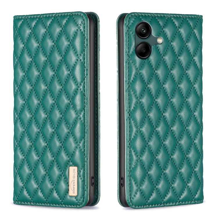 

For Samsung Galaxy A04 4G Diamond Lattice Magnetic Leather Flip Phone Case(Green)