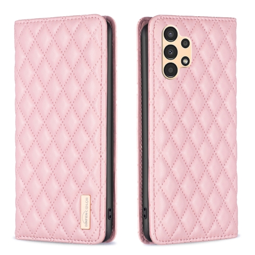 

For Samsung Galaxy A13 5G / 4G Diamond Lattice Magnetic Leather Flip Phone Case(Pink)