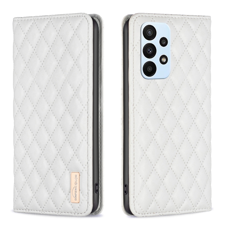 

For Samsung Galaxy A23 / M23 / M13 4G Diamond Lattice Magnetic Leather Flip Phone Case(White)