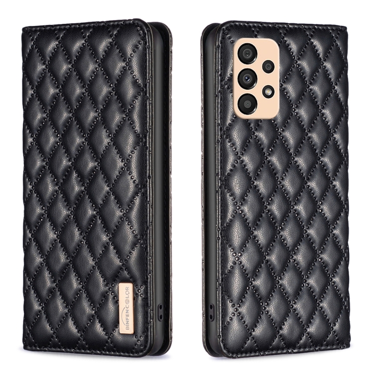 

For Samsung Galaxy A33 Diamond Lattice Magnetic Leather Flip Phone Case(Black)