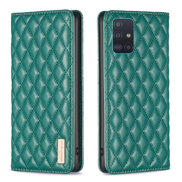 

For Samsung Galaxy A51 4G Diamond Lattice Magnetic Leather Flip Phone Case(Green)