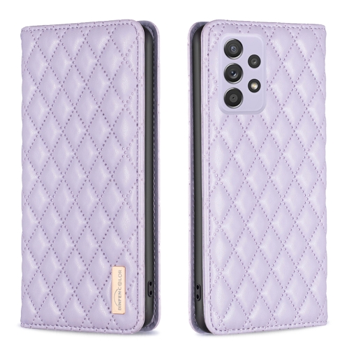 

For Samsung Galaxy A52 / A52s 5G Diamond Lattice Magnetic Leather Flip Phone Case(Purple)