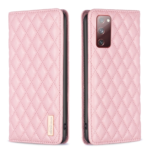 

For Samsung Galaxy S20 FE Diamond Lattice Magnetic Leather Flip Phone Case(Pink)